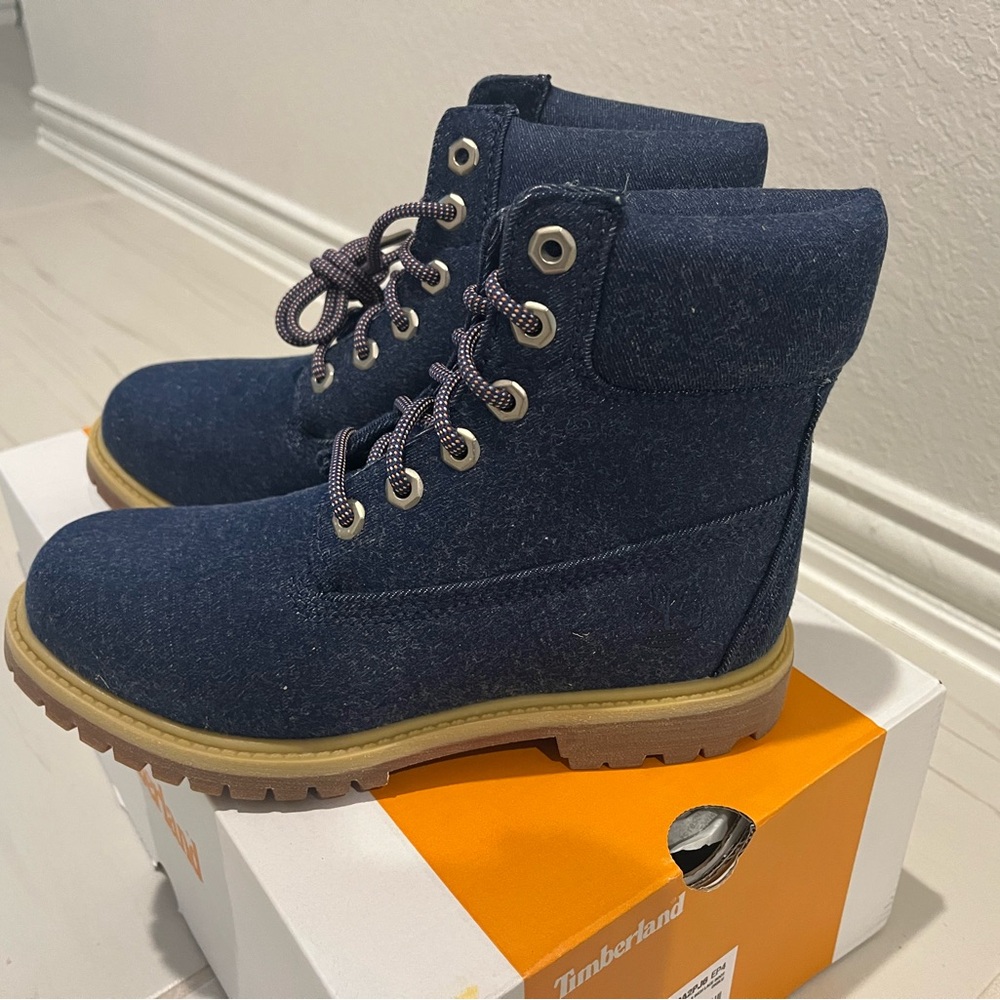 Timberland Dark Blue Women 6" Premium Waterproof Boot Ankle Boots Size 6.5W